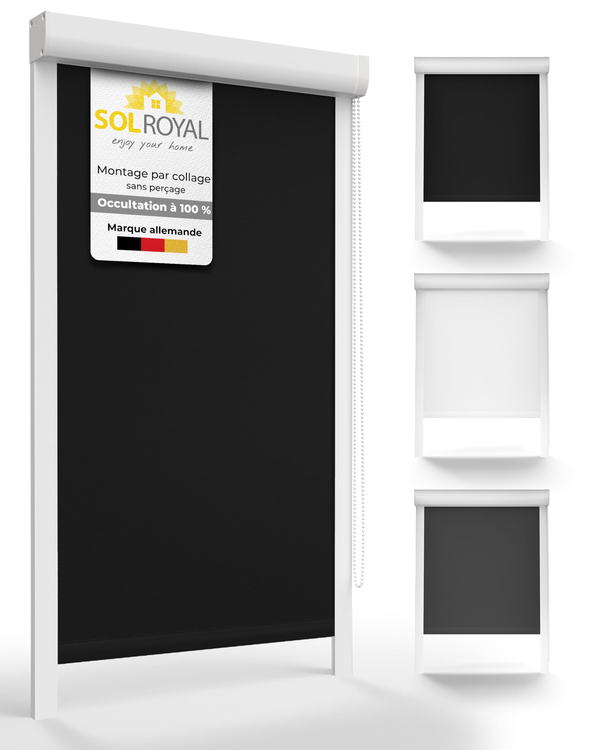 HOMEDEMO Store Enrouleur Occultant Isolant Thermique Opaque, Rideau Occultant, Fixation avec ou sans Perçage, 70l x 100L cm, Largeur du Tissu 70cm, Gris Clair